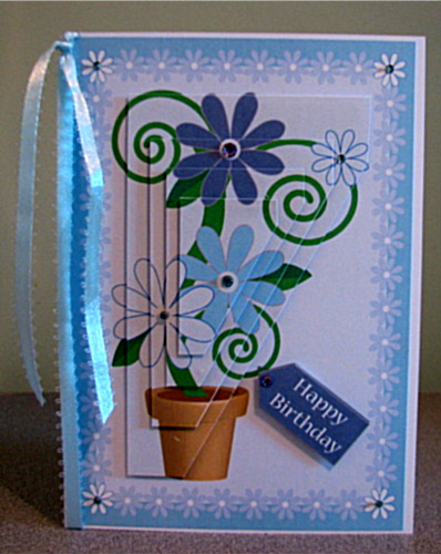Flowers in Pot Pyramid – Blue Shades by Debbie Knechtel