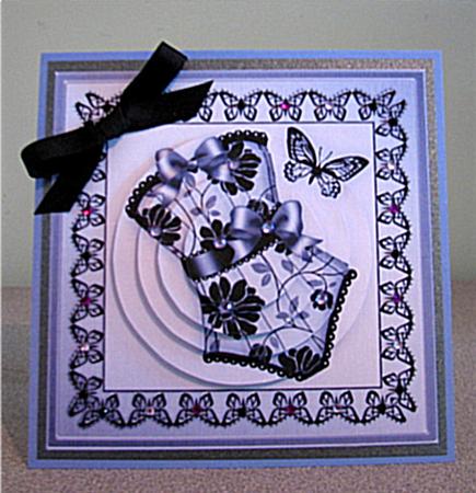 Elegant Boudoir Quick Card with Circle Pyramage Topper by Debbie Knechtel