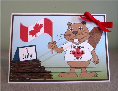 Beaver Wishing Happy Canada Day by Debbie Knechtel