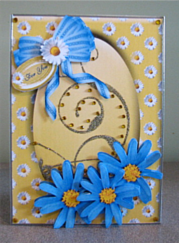 Oval Daisy Frame with Flowers and a Bow by Debbie Knechtel