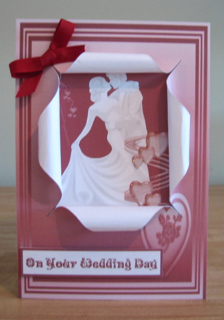 Open Front Red/pink Wedding Card by Debbie Knechtel