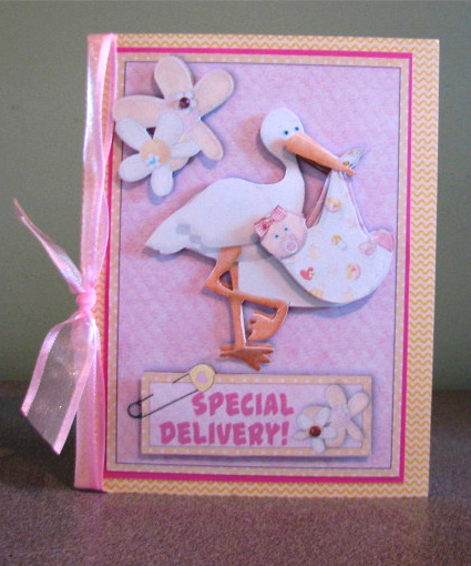 Special Delivery! - New Baby Girl Card Front by Debbie Knechtel
