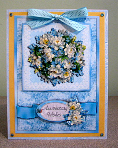 Pomander and Ribbons in Blue with Petal Stacker & Decoupage by Debbie Knechtel