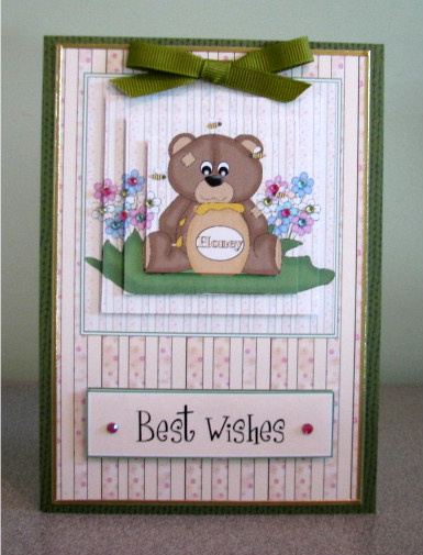 Brown Honey Bear Card Front by Debbie Knechtel