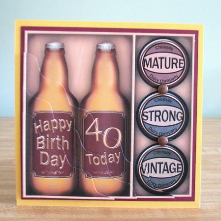 40th Birthday Beer Gift Set Wavy Corner Side Stacker Topper by Debbie Knechtel