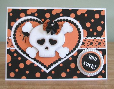 Punk Love - Orange - Girly Skull and Crossbones Decoupage by Debbie Knechtel