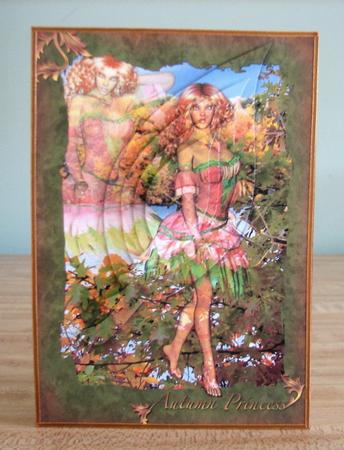 Autumn Princess A5 Card with Leaf Shaped Pyramid by Debbie Knechtel