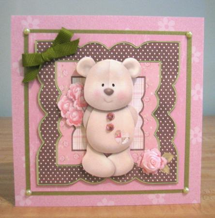 Shy Bear with Roses Over the Edge & Decoupage by Debbie Knechtel