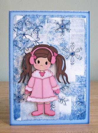 Snowy Suzy A5 Step-by-step Decoupage Card by Debbie Knechtel