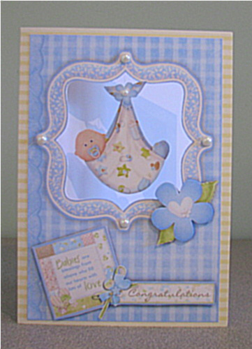 Baby Boy Dangler Card and Double Sided Decoupage by Debbie Knechtel