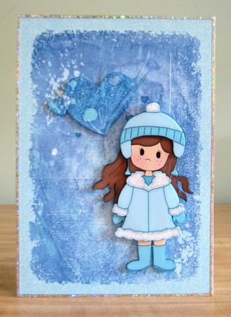 Snowy Sally A5 Step-by-step Decoupage Card by Debbie Knechtel
