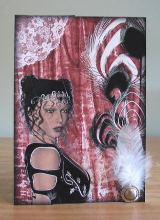 Lady on Red A5 Curve Pyramid by Debbie Knechtel