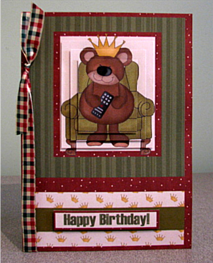 King of the Remote Control Pyramid Card Front by Debbie Knechtel