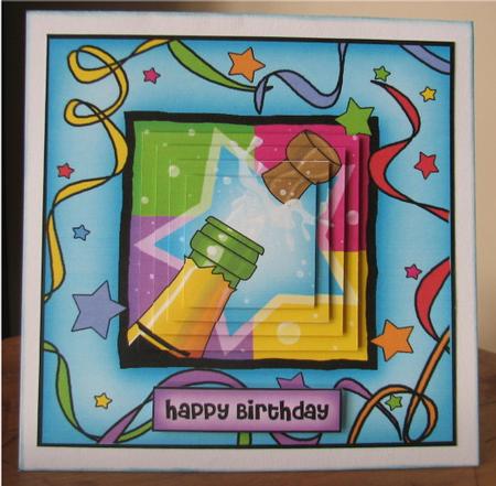 Popping the Cork Quick Card with Pyramage by Debbie Knechtel