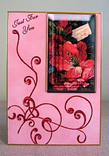 Framed Flowers with Flourish in Coral by Debbie Knechtel