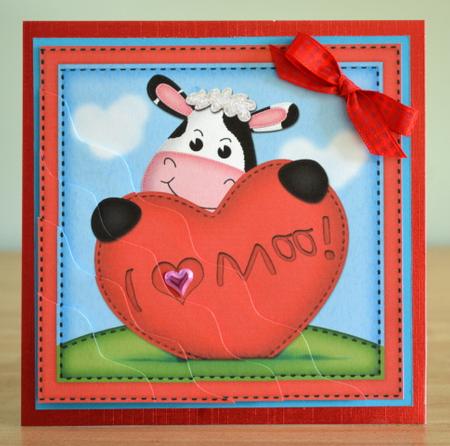 Milly Moo Cow's Heart Wavy Corner Side Stacker by Debbie Knechtel