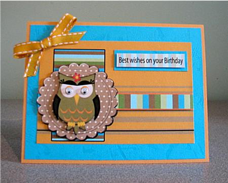 Design a Card 1 Owl , Cut ,sand, Ink and Apply to Your Card by Debbie Knechtel