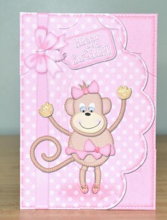 A5 Tu Tu Monkey Scallop Corners and Pyramage by Debbie Knechtel