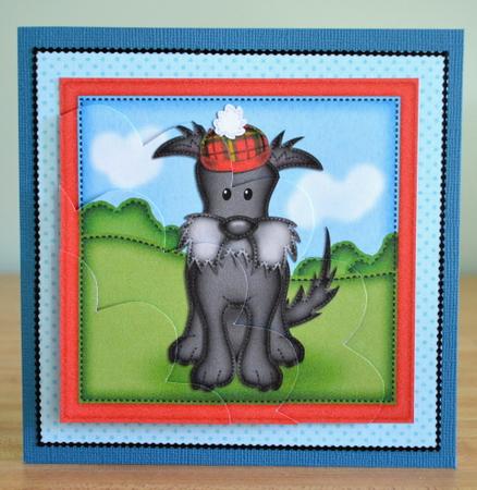 Hamish Scottie Dog Shell Edged Corner Side Stacker by Debbie Knechtel