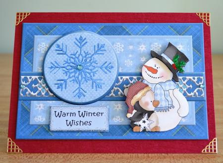 Frosty and Penguin Warm Winter Wishes Topper by Debbie Knechtel