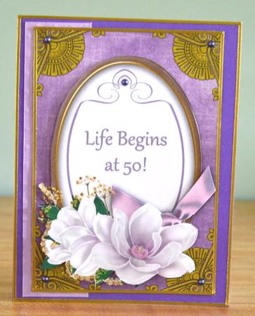 Lilac Magnolia Life Begins at 50! Oval 7x5in Step by Step by Debbie Knechtel