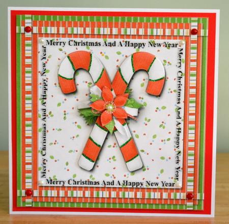Candy Cane Christmas Quick Card Front by Debbie Knechtel