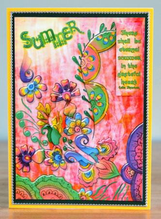 Summer's in Bloom Shaped Pyramid 5x7 Card by Debbie Knechtel