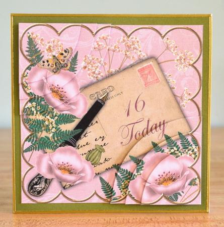 Pink Poppies 16 Today 6in Duo Corner Stacker by Debbie Knechtel