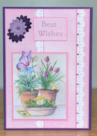 Pot of Herbs Topper with Butterfly and Sentiments by Debbie Knechtel