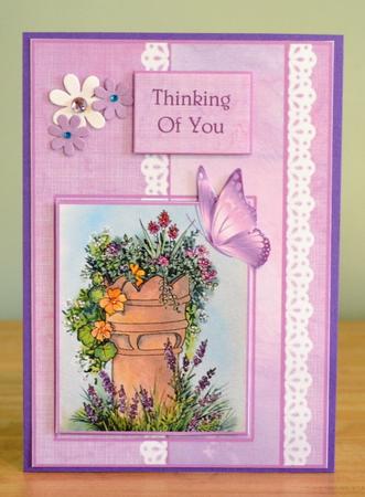 Flowers in a Chimney Pot & Butterfly Topper with Sentiments by Debbie Knechtel