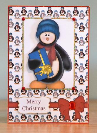Penguin's Present Cute Christmas Step by Step Card by Debbie Knechtel