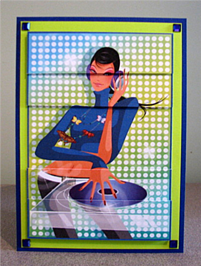 Party Girl Dj Mixer Stacker Card by Debbie Knechtel