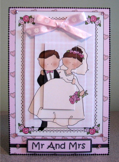 Mr and Mrs Wedding Pyramid Card Front by Debbie Knechtel