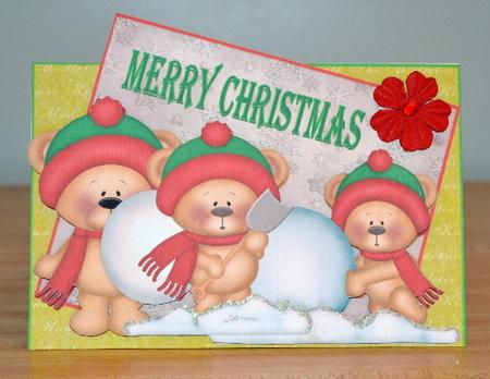 Christmas Teddies Snowfun by Debbie Knechtel