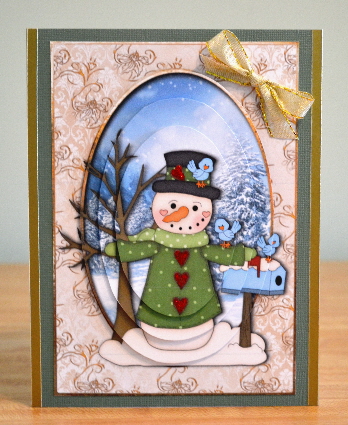 Smiling Snowman Oval Pyramage Topper by Debbie Knechtel