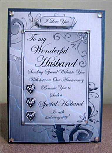 Husband Anniversary Metallic Greeting Corner Side Stacker by Debbie Knechtel