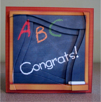 Congrats Blackboard Cut and Fold Quick Card by Debbie Knechtel
