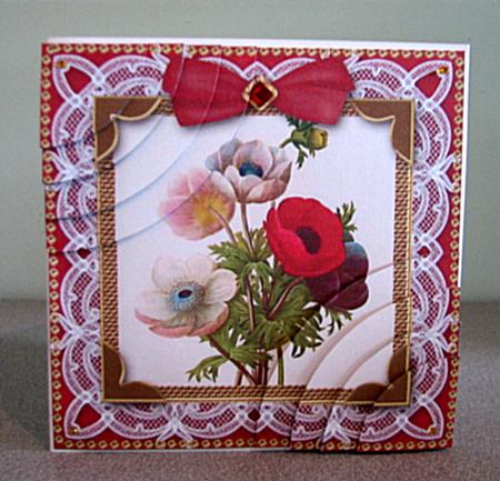 Mixed Anemones Deep Lace 6 Inch Duo Corner Stack Card Front by Debbie Knechtel
