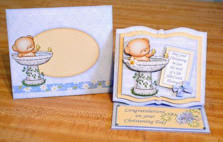 Christening Boy Bathing Baptism Bear Open Book Easel Kit by Debbie Knechtel