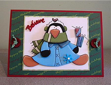 Blue Penguin Wobble Decoupage by Debbie Knechtel