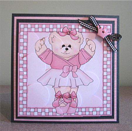 Ballet Bear Quick Card Shell Edged Corner Side Stacker by Debbie Knechtel