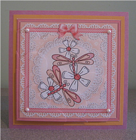 Dragonflies Quick Card with Shell Edged Corner Side Stacker by Debbie Knechtel