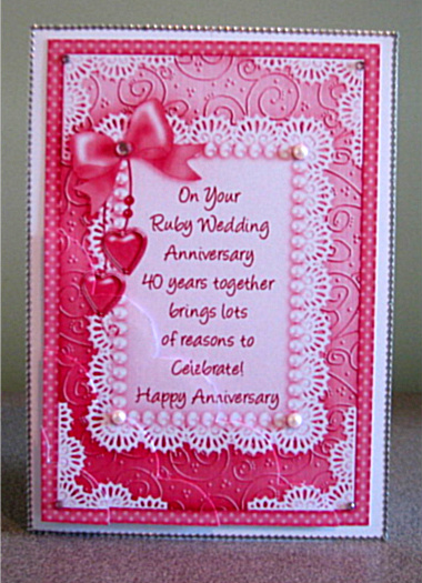A5 Ruby Wedding Quick Card Scalloped Corner Side Stacker by Debbie Knechtel