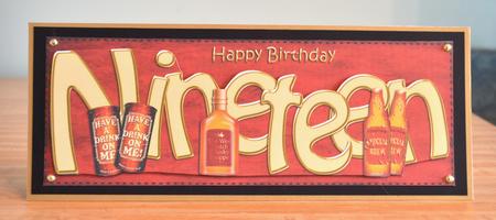19th Birthday Large Dl Quick Card N 3D Decoupage by Debbie Knechtel