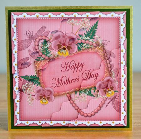 Pink Pansy Mothers Day 6in Duo Wavy Corner Stacker by Debbie Knechtel