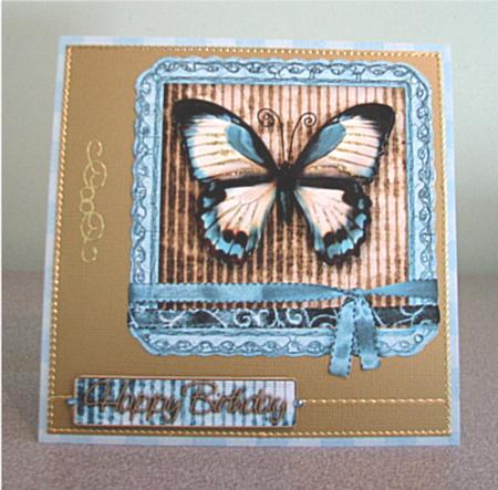 Duodeco - Gold & Blue Butterflies by Debbie Knechtel