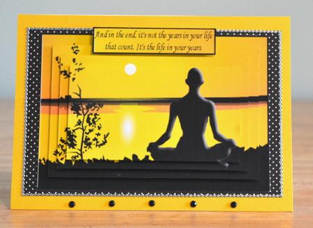 Sunset Yoga - Inspirational Quotes Pyramid Card by Debbie Knechtel