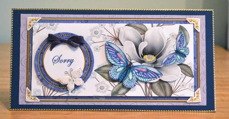 Blue Butterfly Sorry Dl Decoupage Topper by Debbie Knechtel
