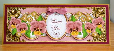 Pink Pansy Thank You Large Dl Topper by Debbie Knechtel