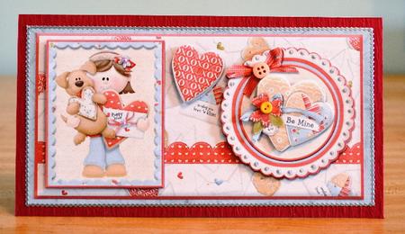 Dl Card Front Puppy Love Be Mine Valentine by Debbie Knechtel